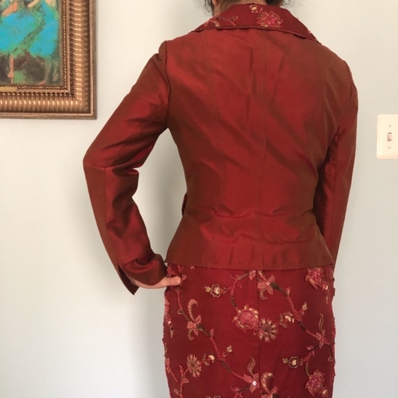 Vintage Burnt Orange Beaded Silk Skirt Suit Set. Rare find , nice workmanship. - Picture 7 of 15